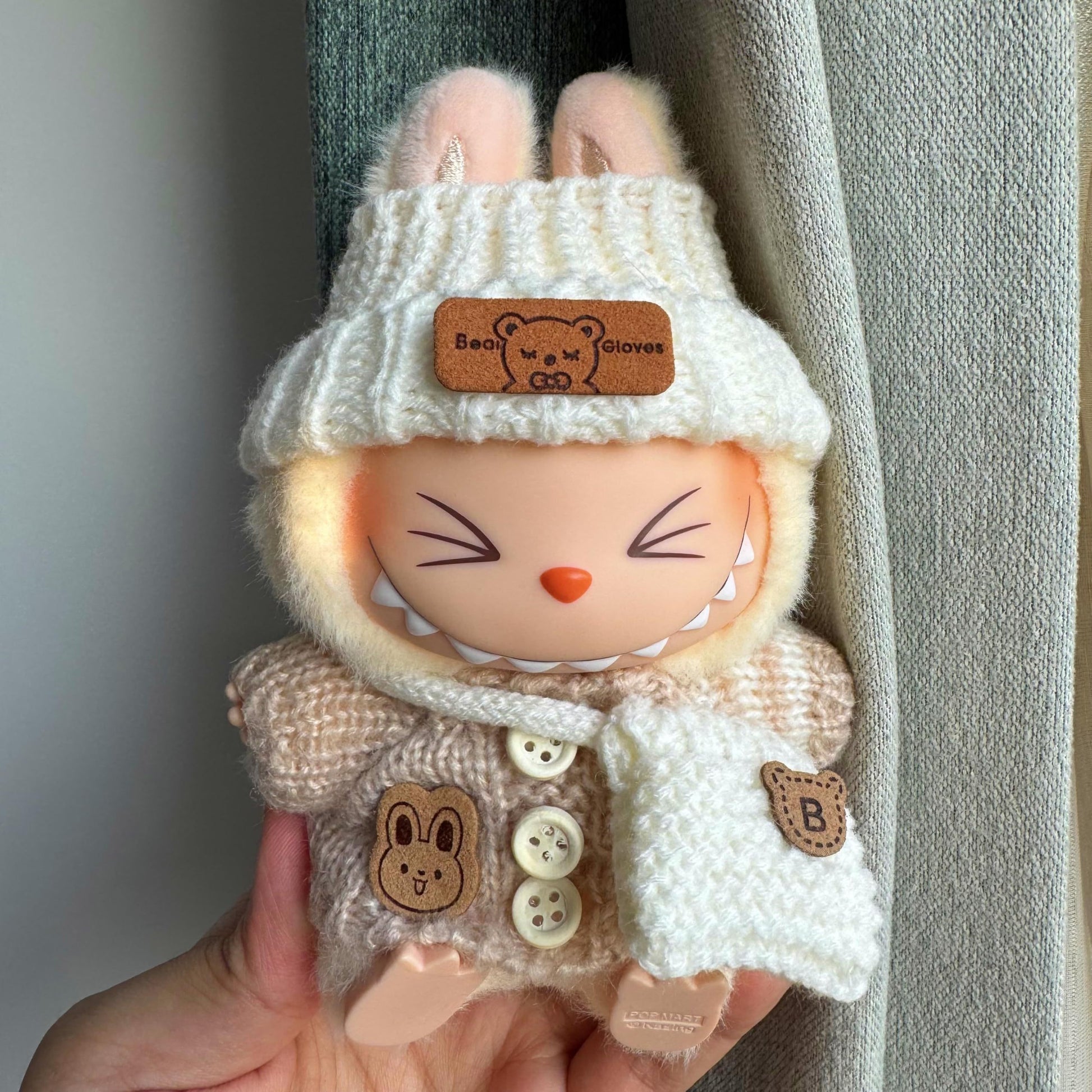 Fashion Clothes Set for Doll(NO Doll), Handcrafted Crochet 3pcs Set, Cute Clothes, Bag, Hat, DIY Stylish Fun Labubu Clothes Accessories for Daughter Birthdays, Anniversary Holiday Gifts