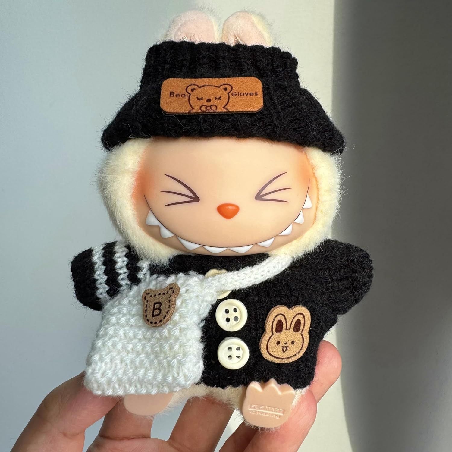 Fashion Clothes Set for Doll(NO Doll), Handcrafted Crochet 3pcs Set, Cute Clothes, Bag, Hat, DIY Stylish Fun Labubu Clothes Accessories for Daughter Birthdays, Anniversary Holiday Gifts