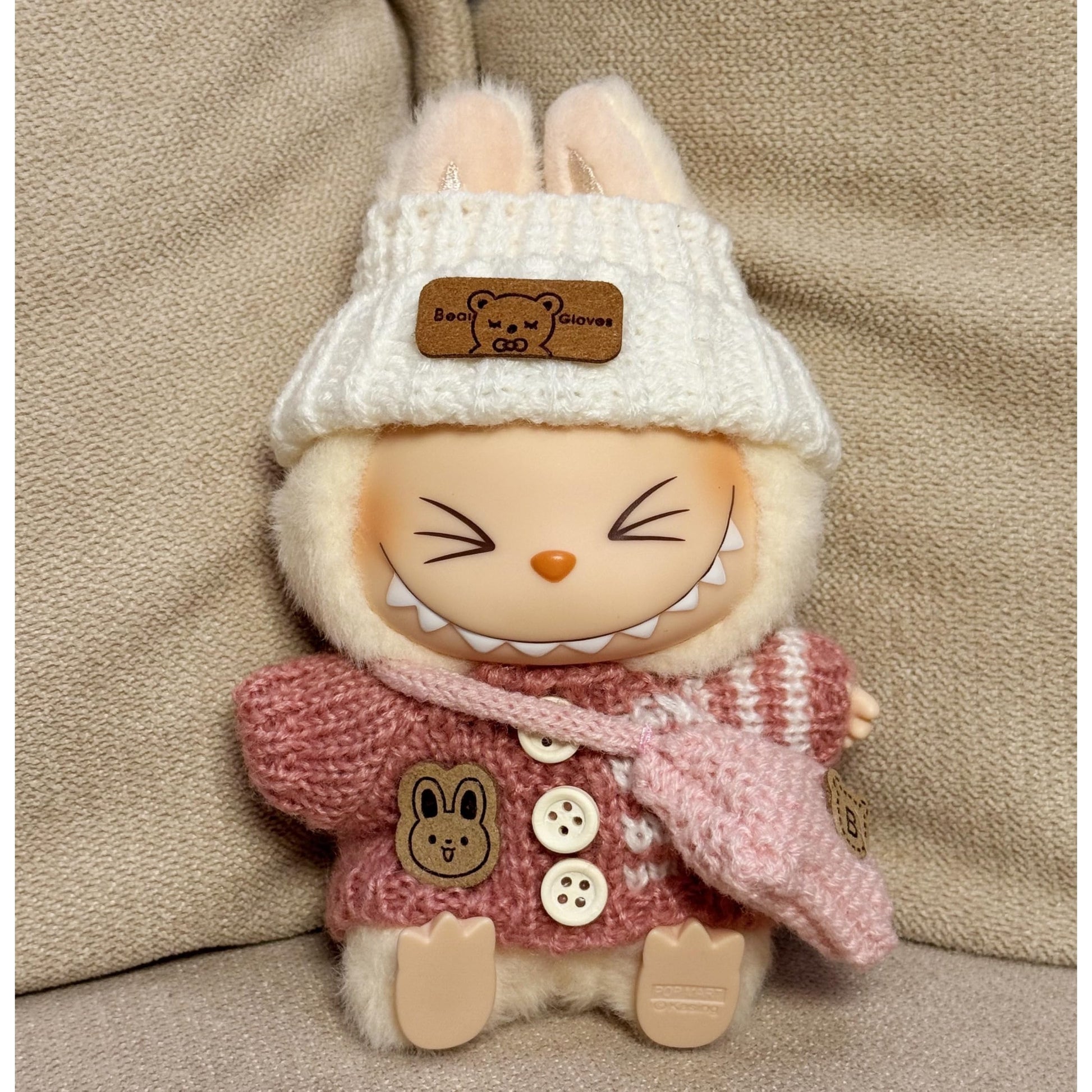 Fashion Clothes Set for Doll(NO Doll), Handcrafted Crochet 3pcs Set, Cute Clothes, Bag, Hat, DIY Stylish Fun Labubu Clothes Accessories for Daughter Birthdays, Anniversary Holiday Gifts